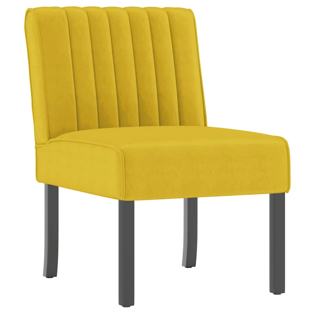Fauteuil sans accoudoirs jaune velours
