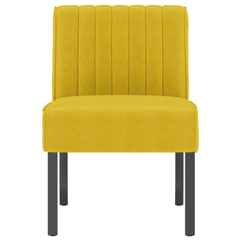 Fauteuil sans accoudoirs jaune velours