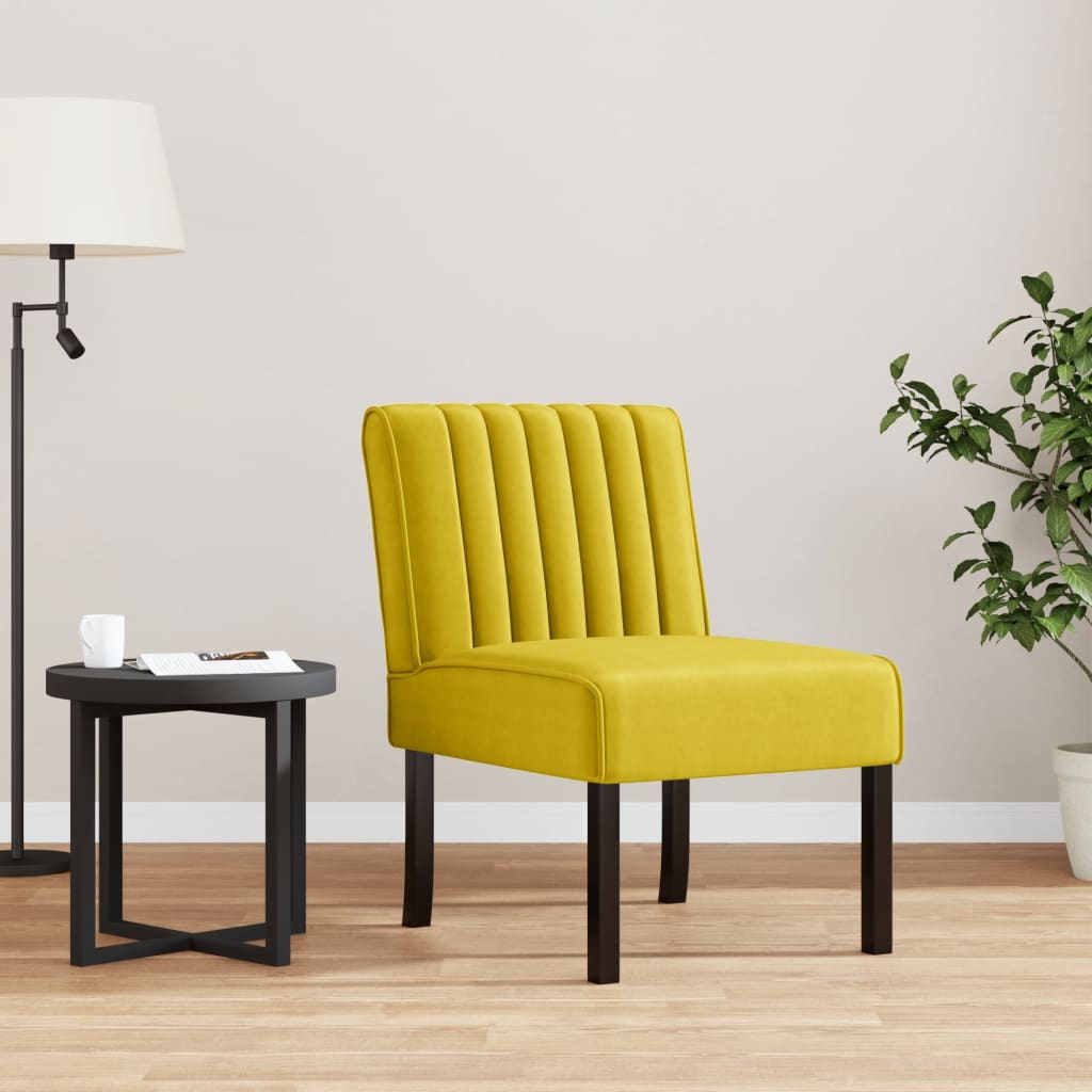 Fauteuil sans accoudoirs jaune velours - XIOS