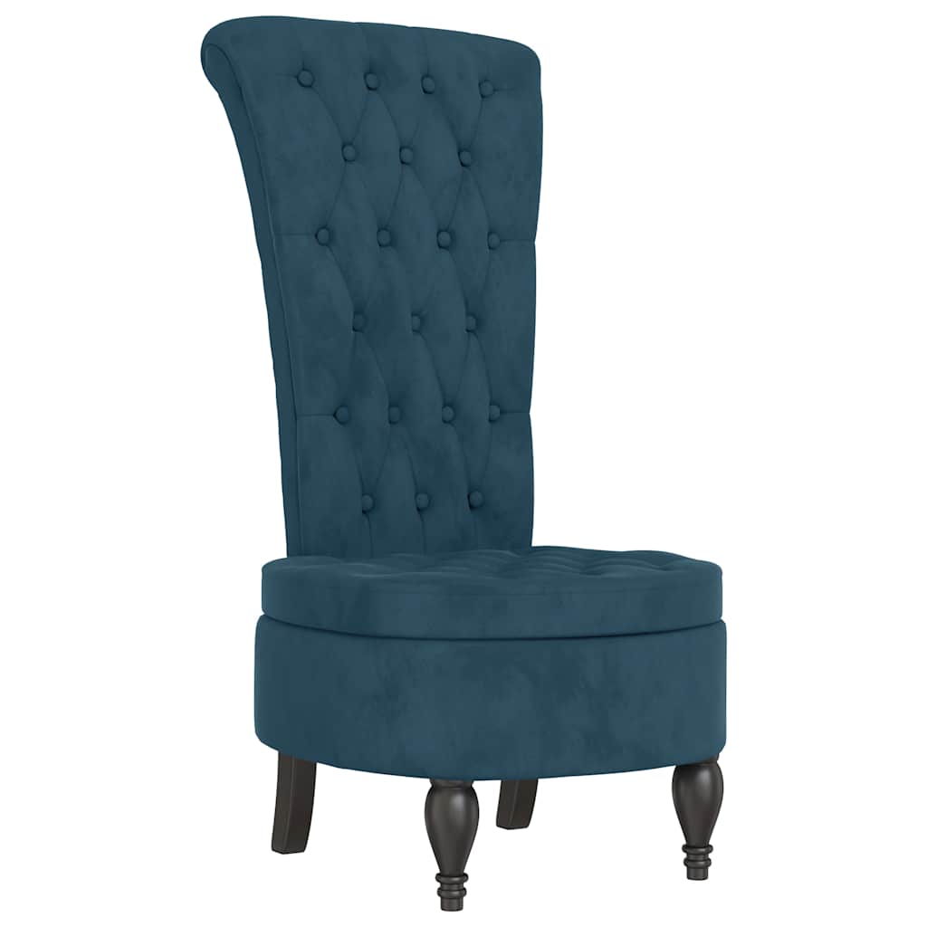 Chaise à dossier haut bleu velours conception de bouton