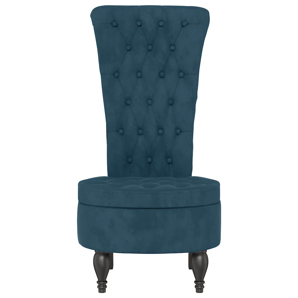 Chaise à dossier haut bleu velours conception de bouton