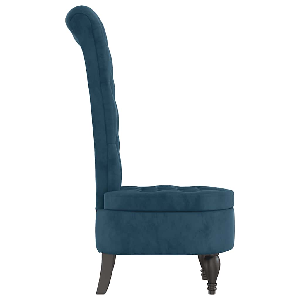Chaise à dossier haut bleu velours conception de bouton