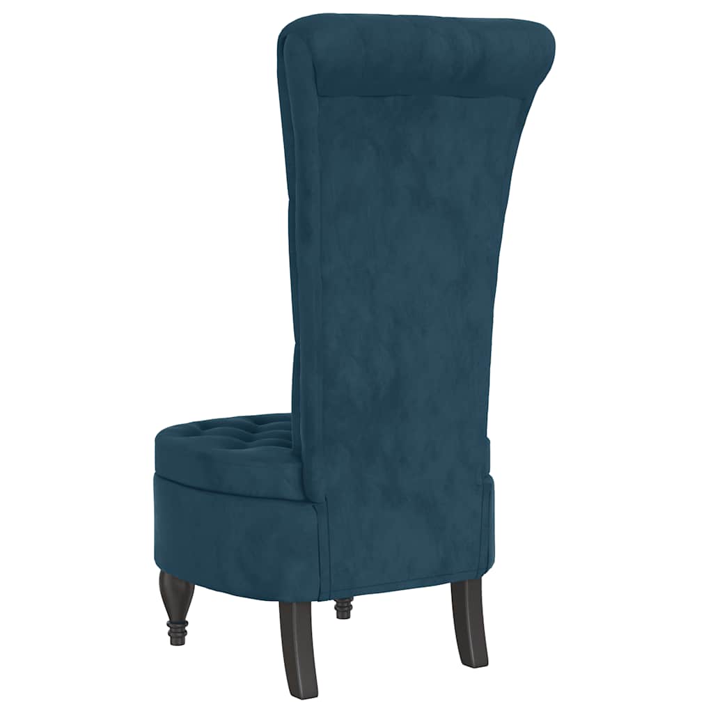 Chaise à dossier haut bleu velours conception de bouton