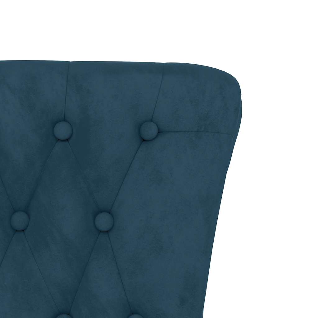 Chaise à dossier haut bleu velours conception de bouton