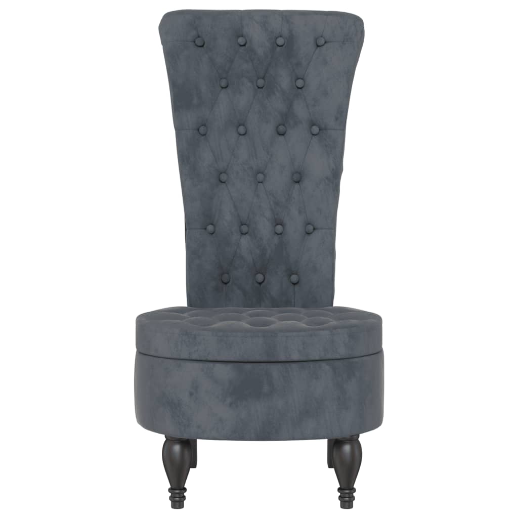 Chaise à dossier haut gris foncé velours conception de bouton - XIOS