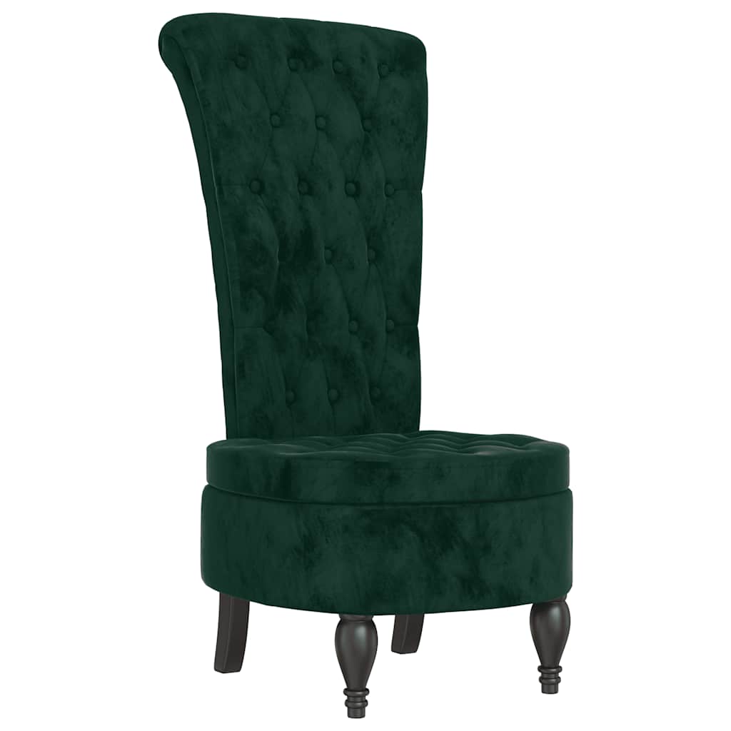 Chaise à dossier haut vert foncé velours conception de bouton