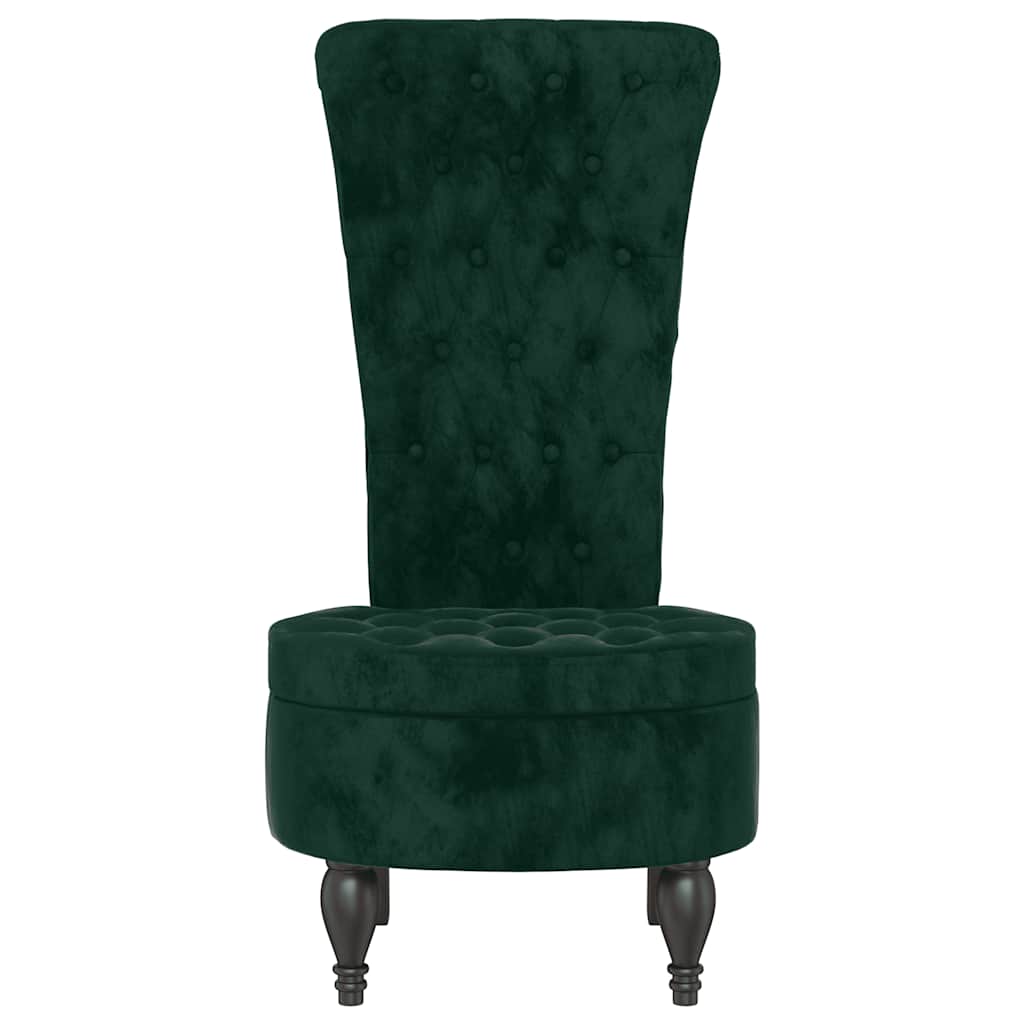 Chaise à dossier haut vert foncé velours conception de bouton