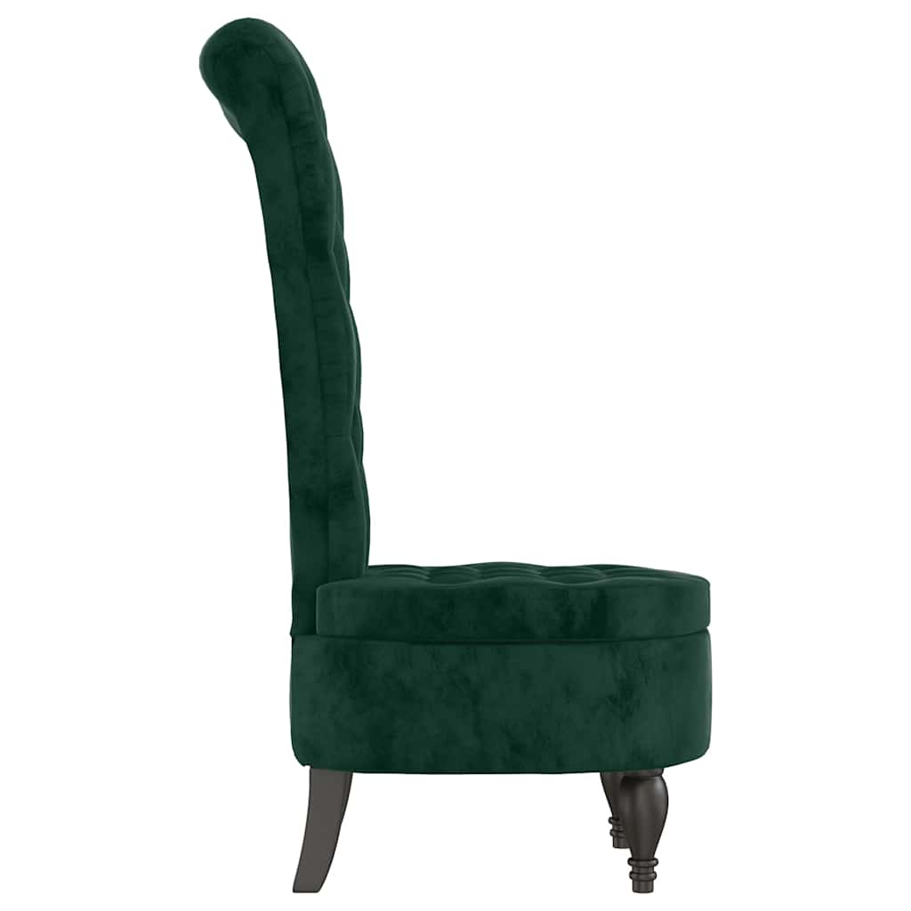 Chaise à dossier haut vert foncé velours conception de bouton