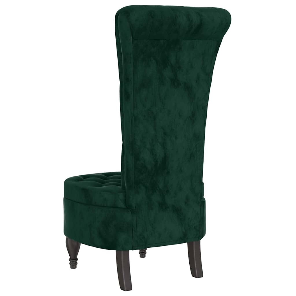 Chaise à dossier haut vert foncé velours conception de bouton