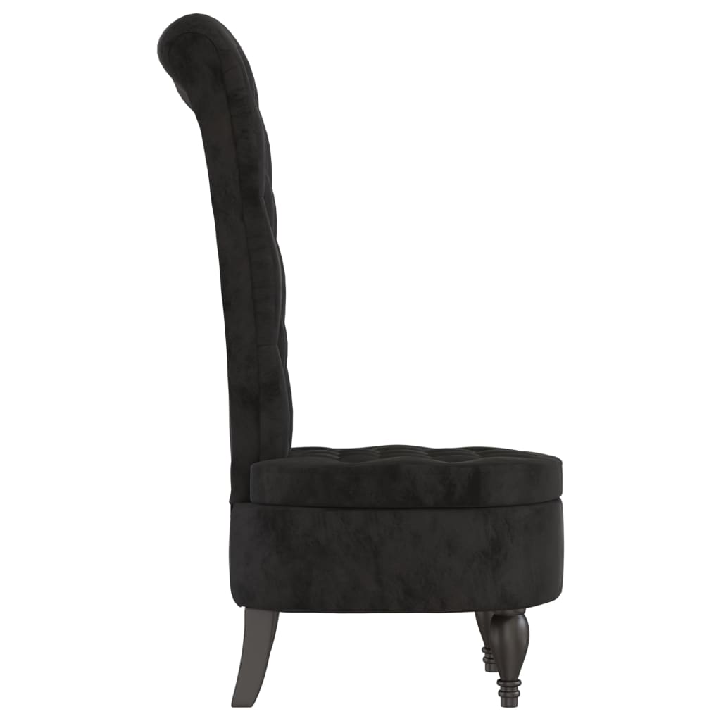 Chaise à dossier haut noir velours conception de bouton - XIOS