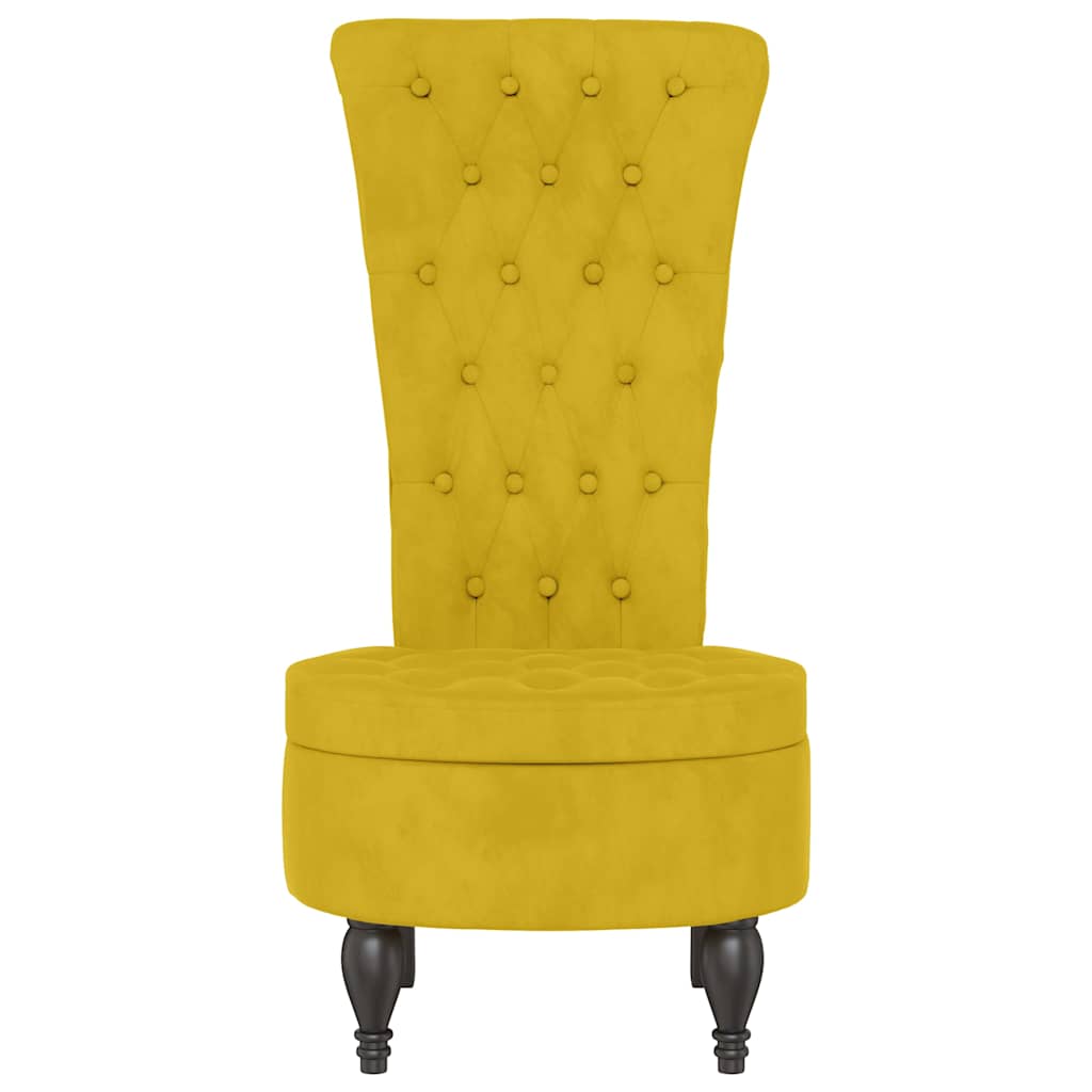 Chaise à dossier haut jaune velours conception de bouton
