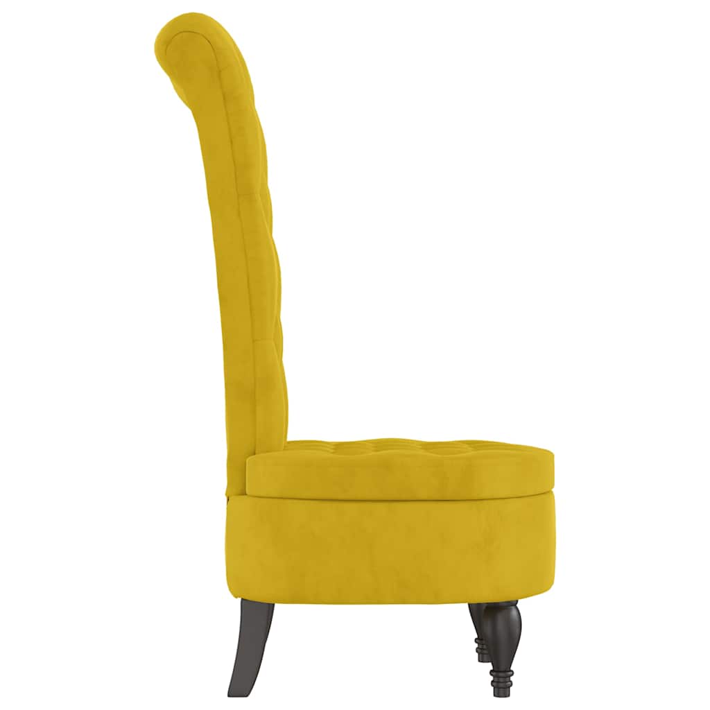 Chaise à dossier haut jaune velours conception de bouton
