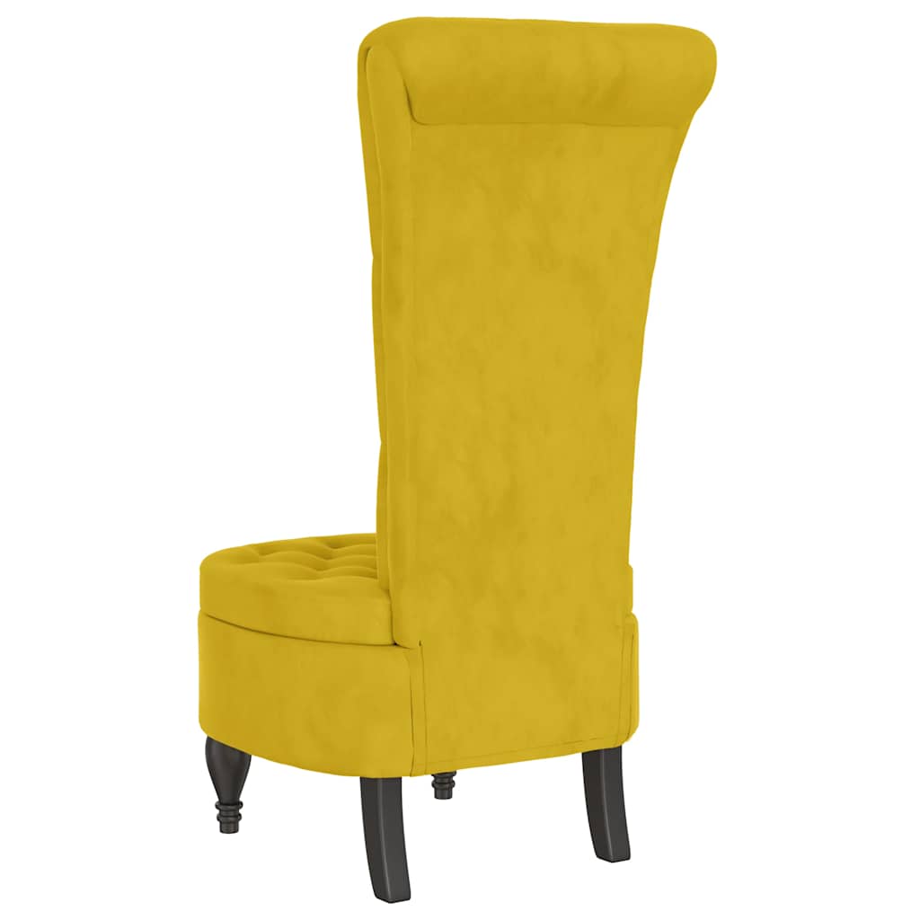 Chaise à dossier haut jaune velours conception de bouton