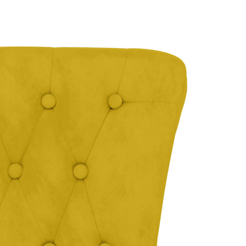 Chaise à dossier haut jaune velours conception de bouton