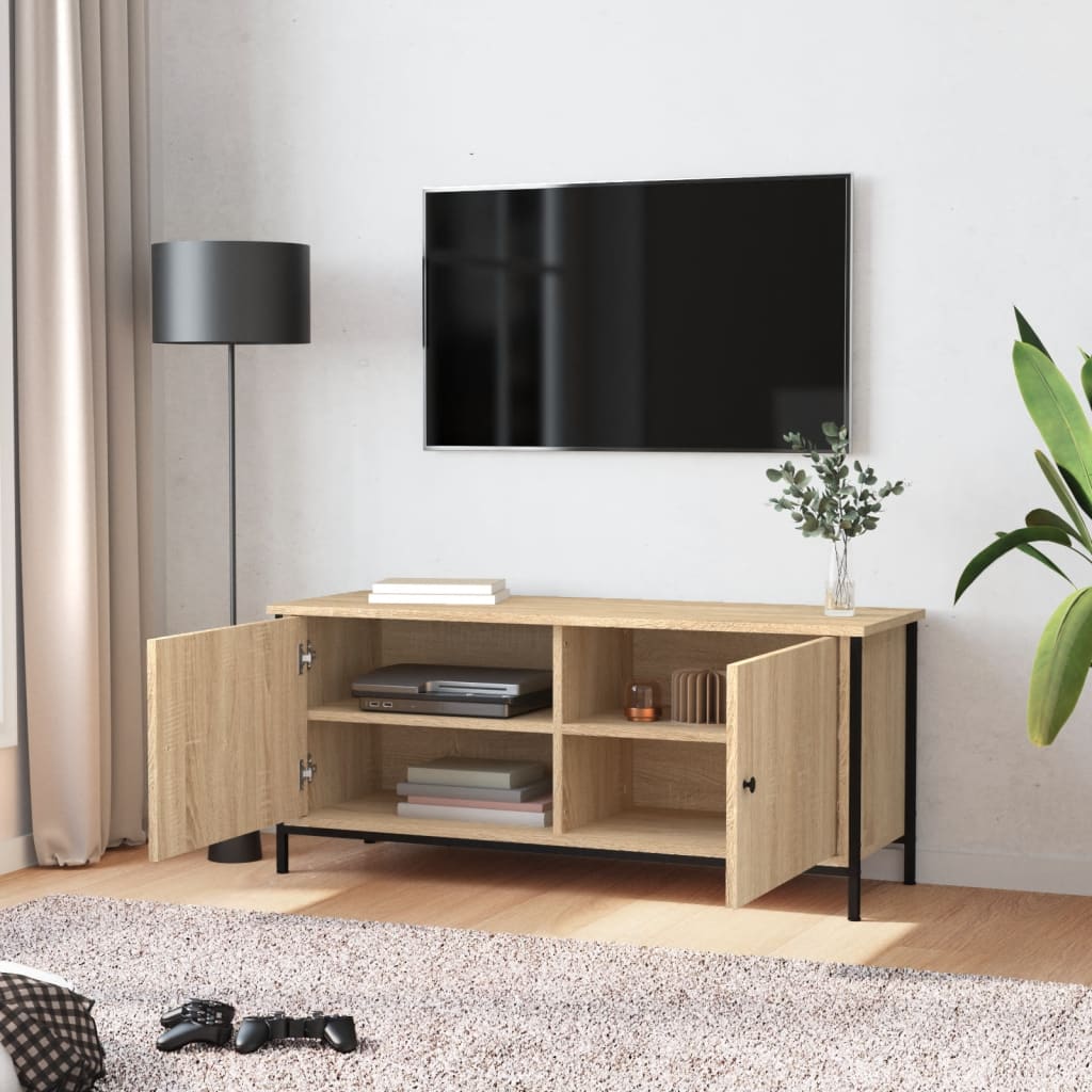 Meuble TV avec portes chêne sonoma 102x35x45 cm bois ingénierie - XIOS