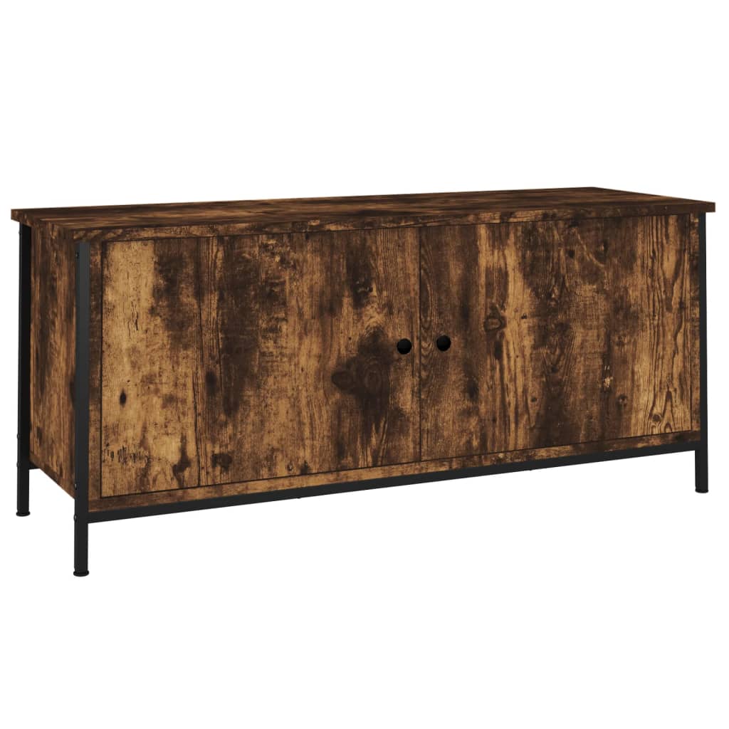 Meuble TV avec portes chêne fumé 102x35x45 cm bois d'ingénierie - XIOS