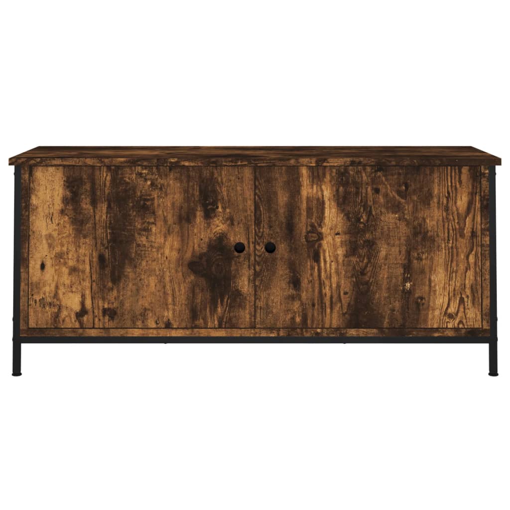 Meuble TV avec portes chêne fumé 102x35x45 cm bois d'ingénierie - XIOS