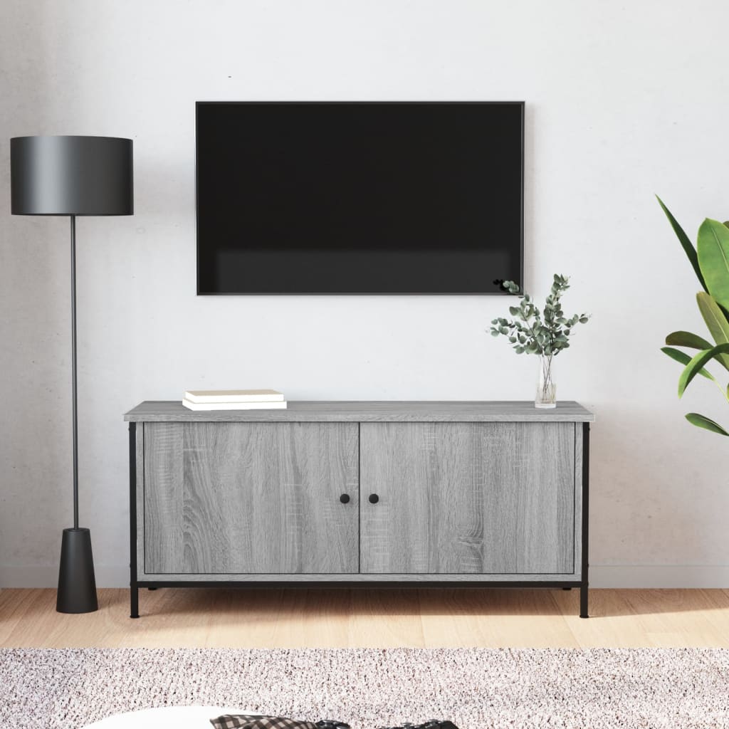 Meuble TV avec portes sonoma gris 102x35x45cm bois d'ingénierie - XIOS