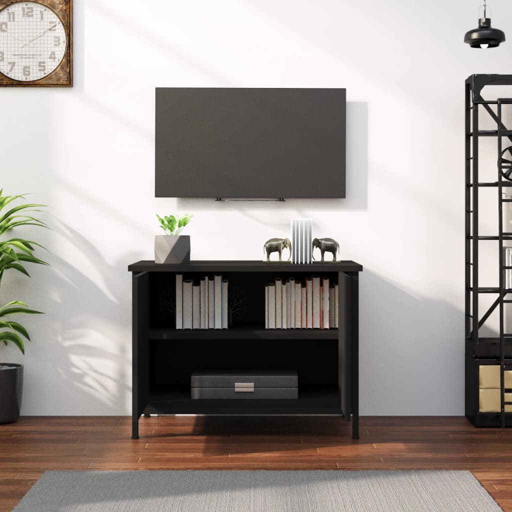 Meuble TV avec portes noir 60x35x45 cm bois d'ingénierie - XIOS
