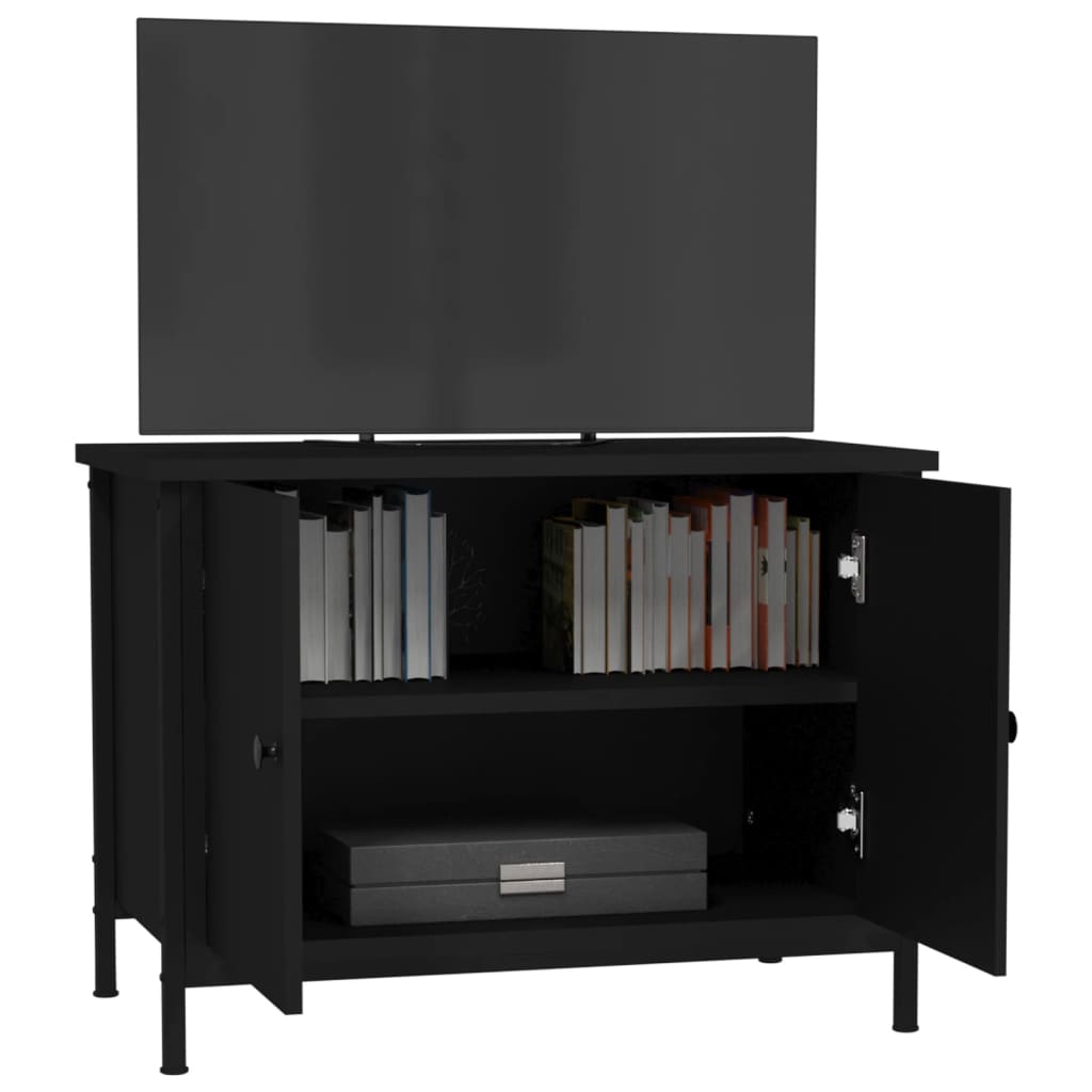 Meuble TV avec portes noir 60x35x45 cm bois d'ingénierie - XIOS