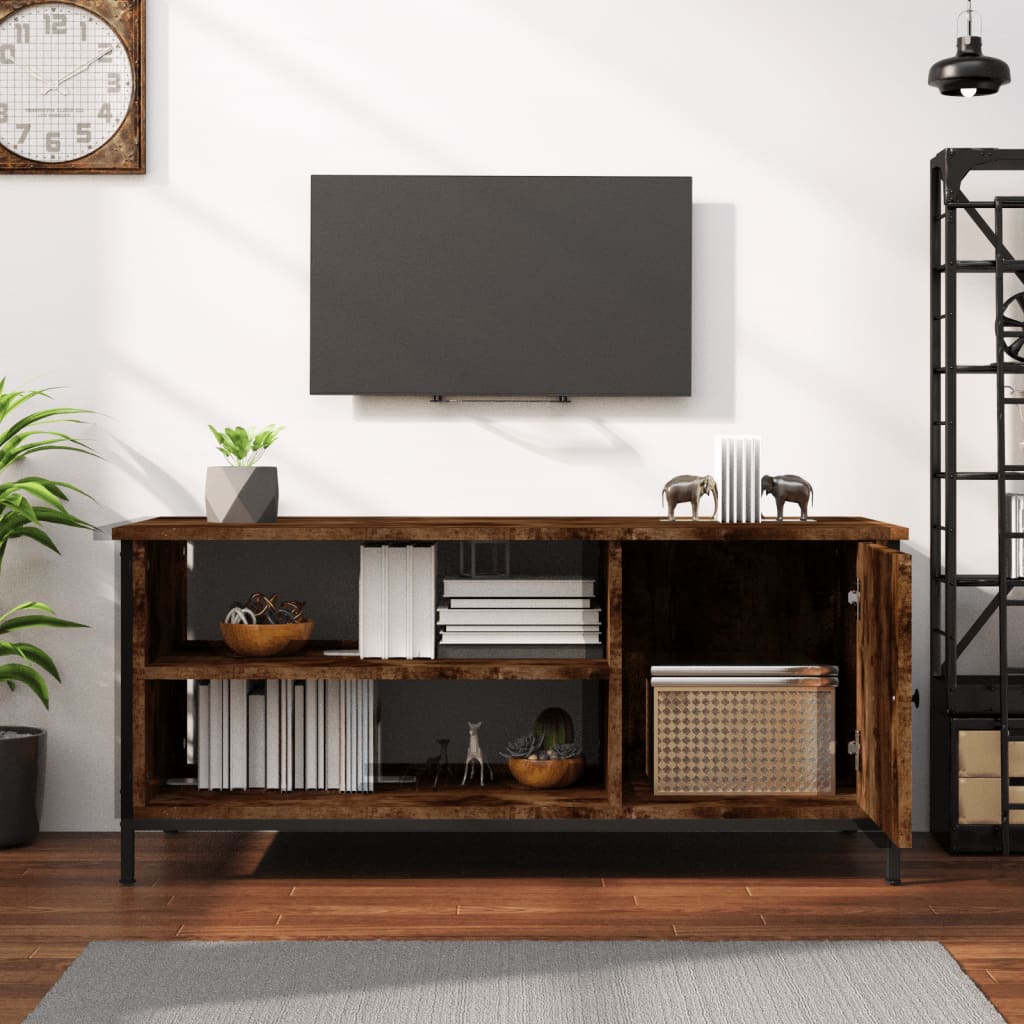 Meuble TV chêne fumé 100x40x45 cm bois d'ingénierie - XIOS