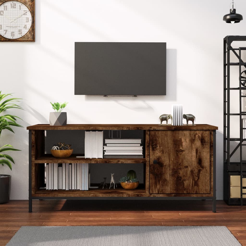 Meuble TV chêne fumé 100x40x45 cm bois d'ingénierie - XIOS