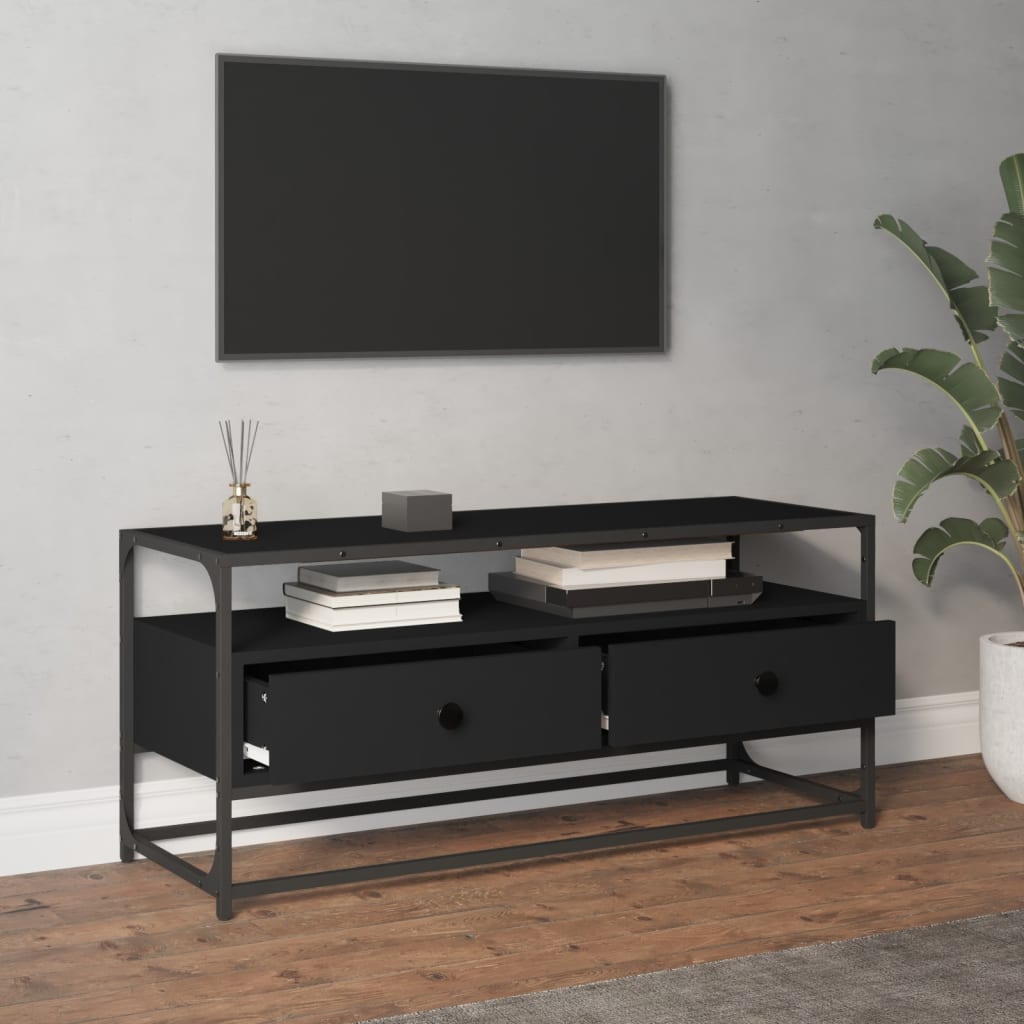 Meuble TV noir 100x35x45 cm bois d'ingénierie - XIOS