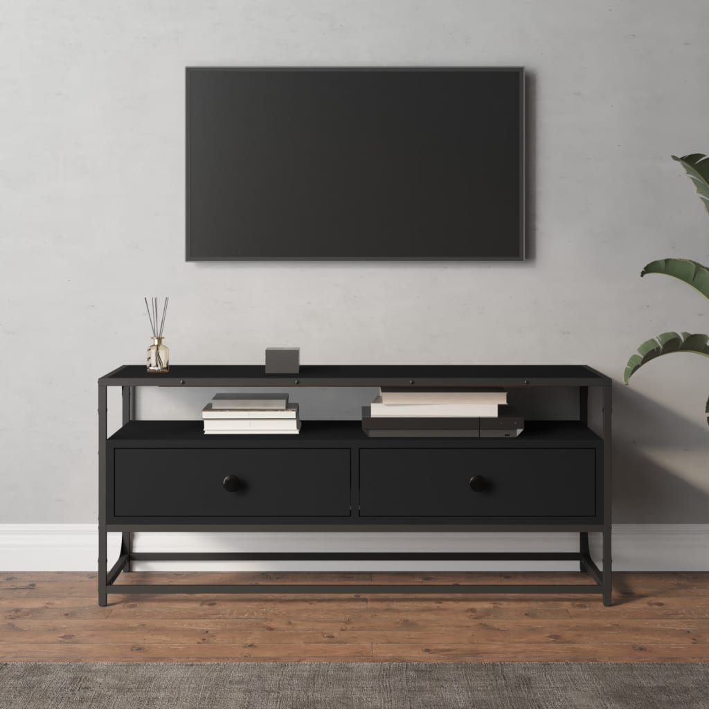 Meuble TV noir 100x35x45 cm bois d'ingénierie - XIOS