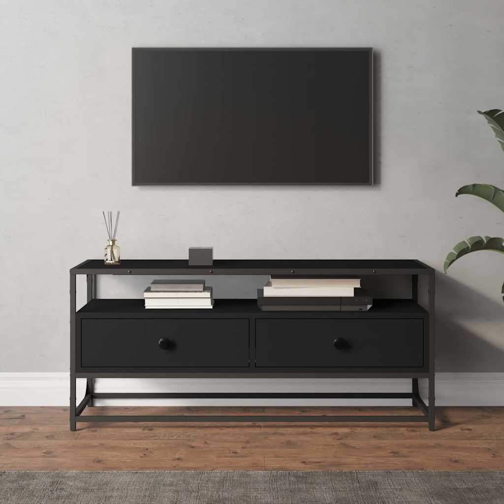 Meuble TV noir 100x35x45 cm bois d'ingénierie - XIOS