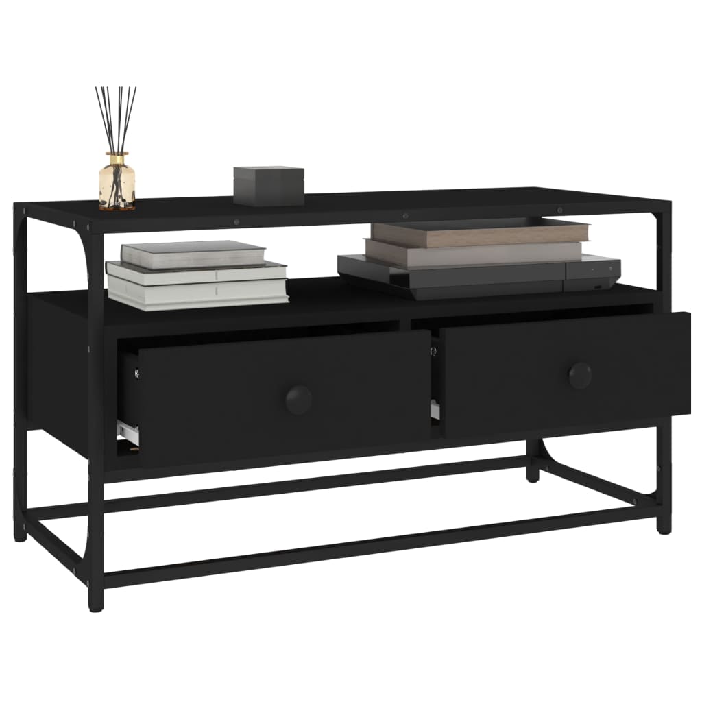 Meuble TV noir 80x35x45 cm bois d'ingénierie - XIOS