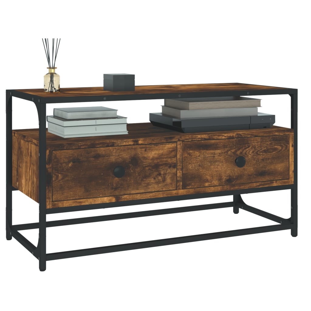 Meuble TV chêne fumé 80x35x45 cm bois d'ingénierie - XIOS