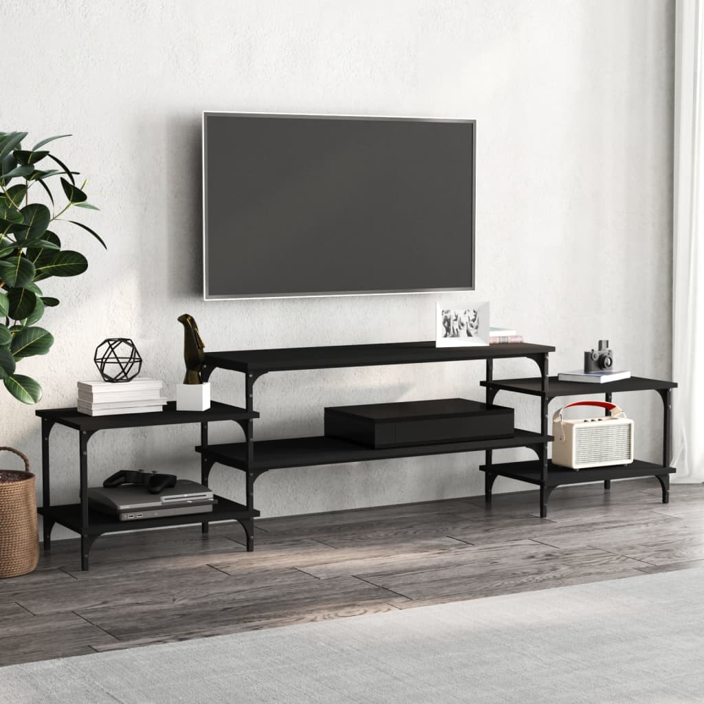 Meuble TV noir 197x35x52 cm bois d'ingénierie - XIOS