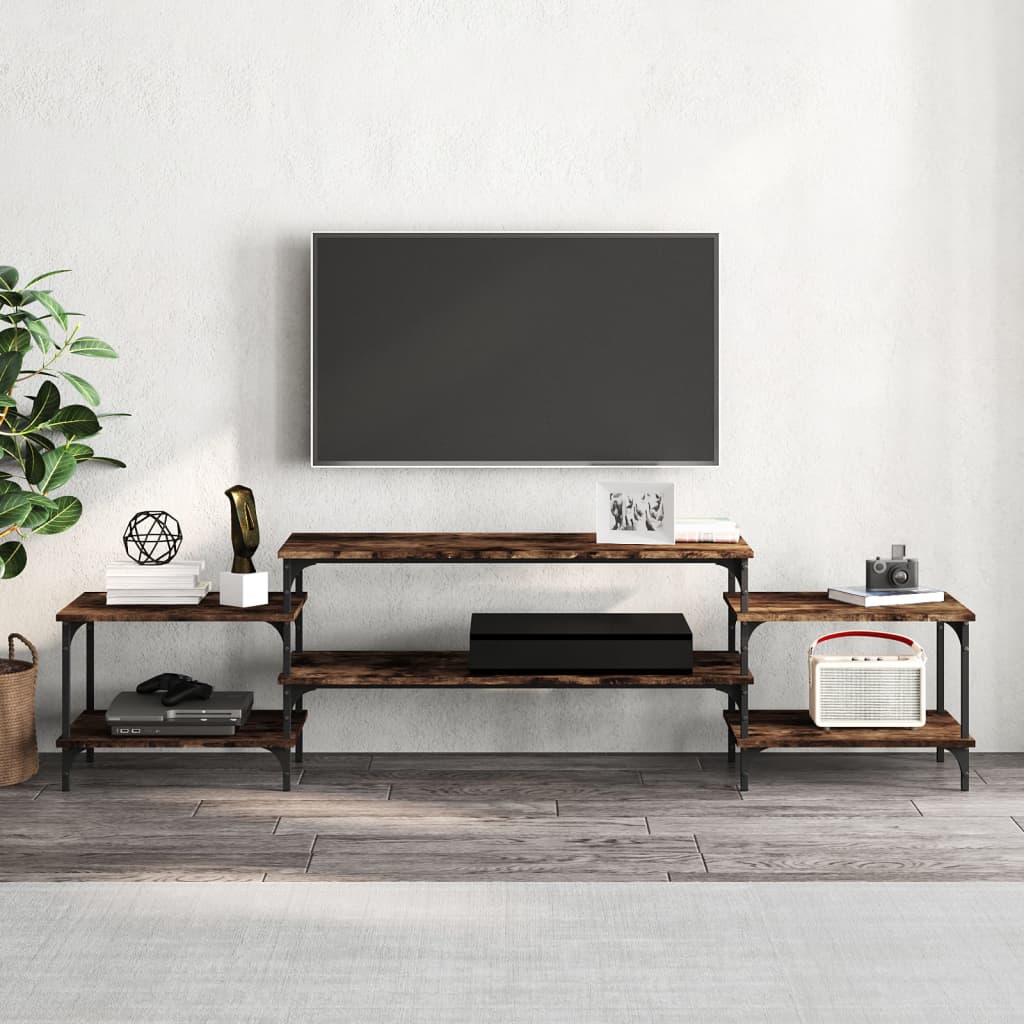 Meuble TV chêne fumé 197x35x52 cm bois d'ingénierie - XIOS