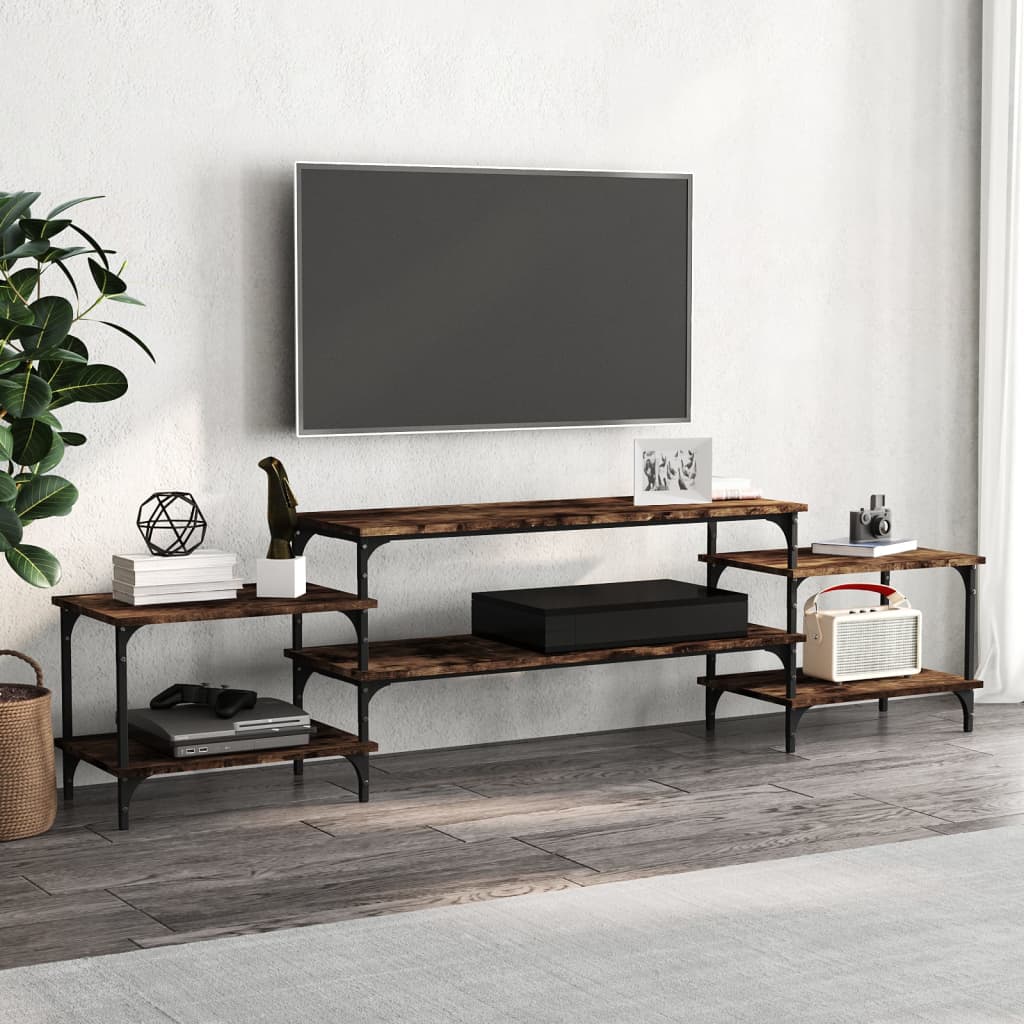 Meuble TV chêne fumé 197x35x52 cm bois d'ingénierie - XIOS