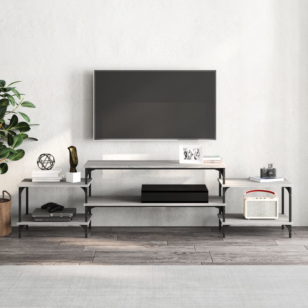 Meuble TV sonoma gris 197x35x52 cm Bois d'ingénierie - XIOS