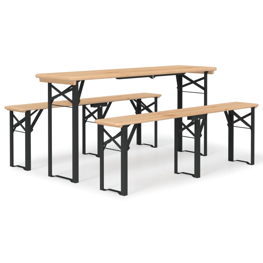 Ensemble de tables à bière pliantes 3 pcs bois massif de sapin - XIOS