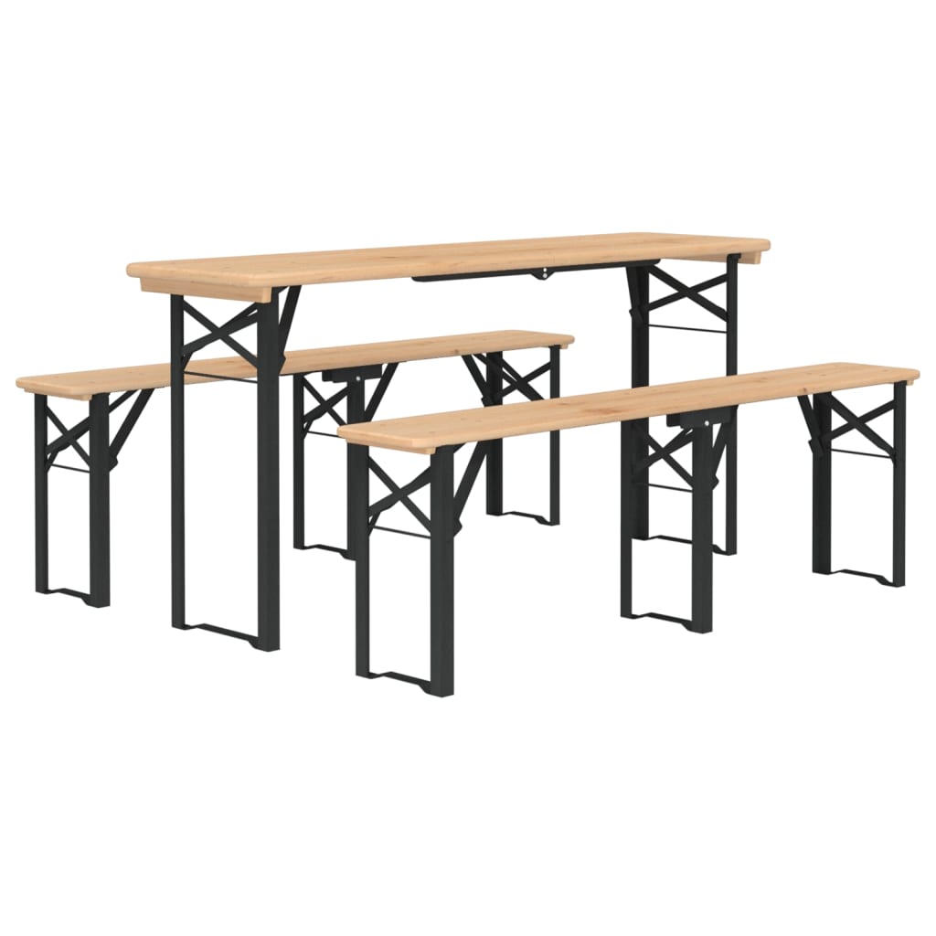 Ensemble de tables à bière pliantes 3 pcs bois massif de sapin - XIOS