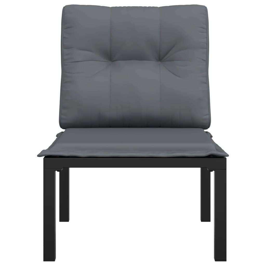 Chaise de jardin avec coussins noir/gris résine tressée - XIOS