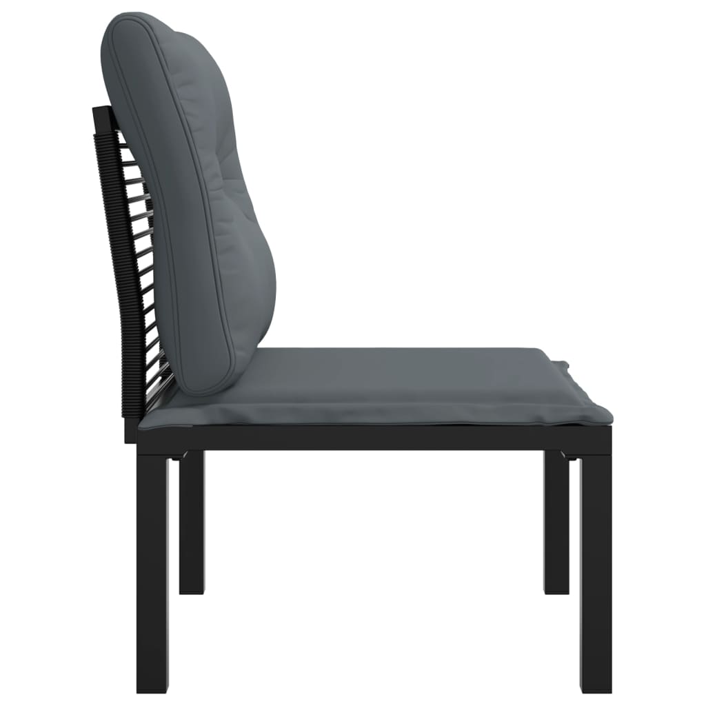 Chaise de jardin avec coussins noir/gris résine tressée - XIOS