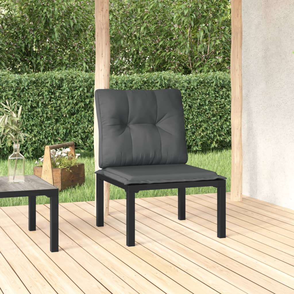 Chaise de jardin avec coussins noir/gris résine tressée - XIOS