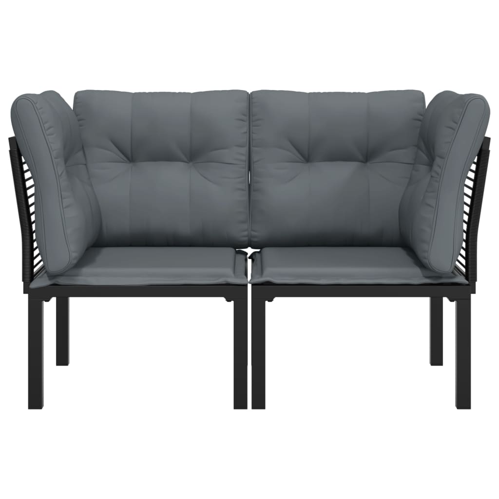 Chaises d'angle de jardin avec coussins lot de 2 noir/gris - XIOS