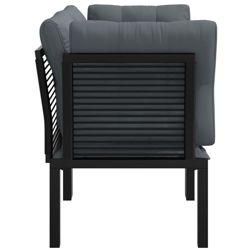 Chaises d'angle de jardin avec coussins lot de 2 noir/gris - XIOS