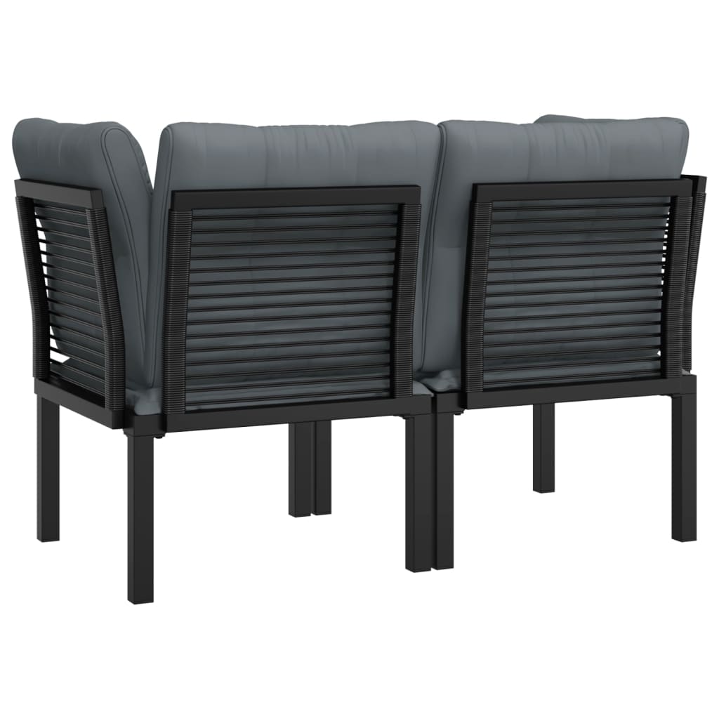 Chaises d'angle de jardin avec coussins lot de 2 noir/gris - XIOS
