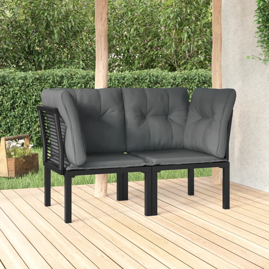 Chaises d'angle de jardin avec coussins lot de 2 noir/gris - XIOS