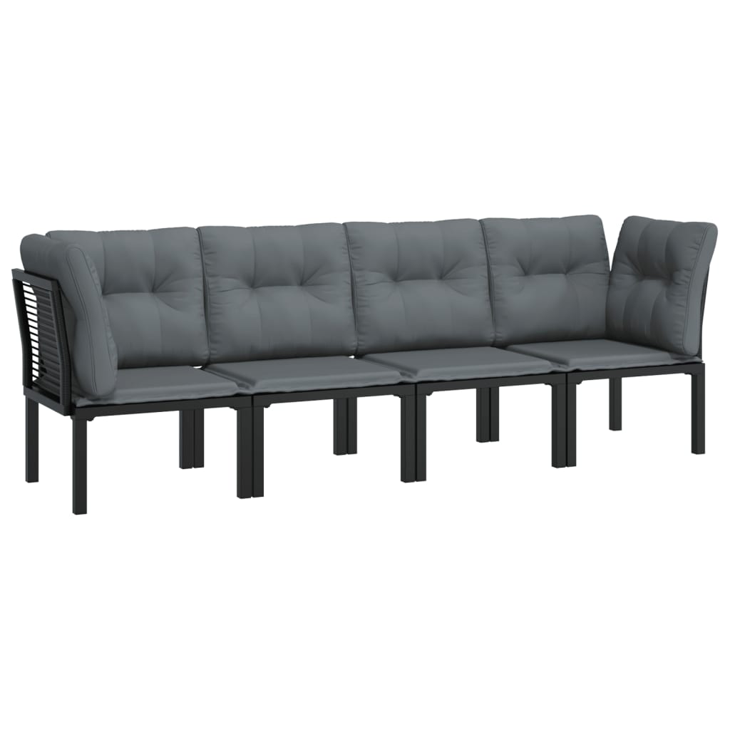 Salon de jardin 4 pcs noir et gris résine tressée - XIOS