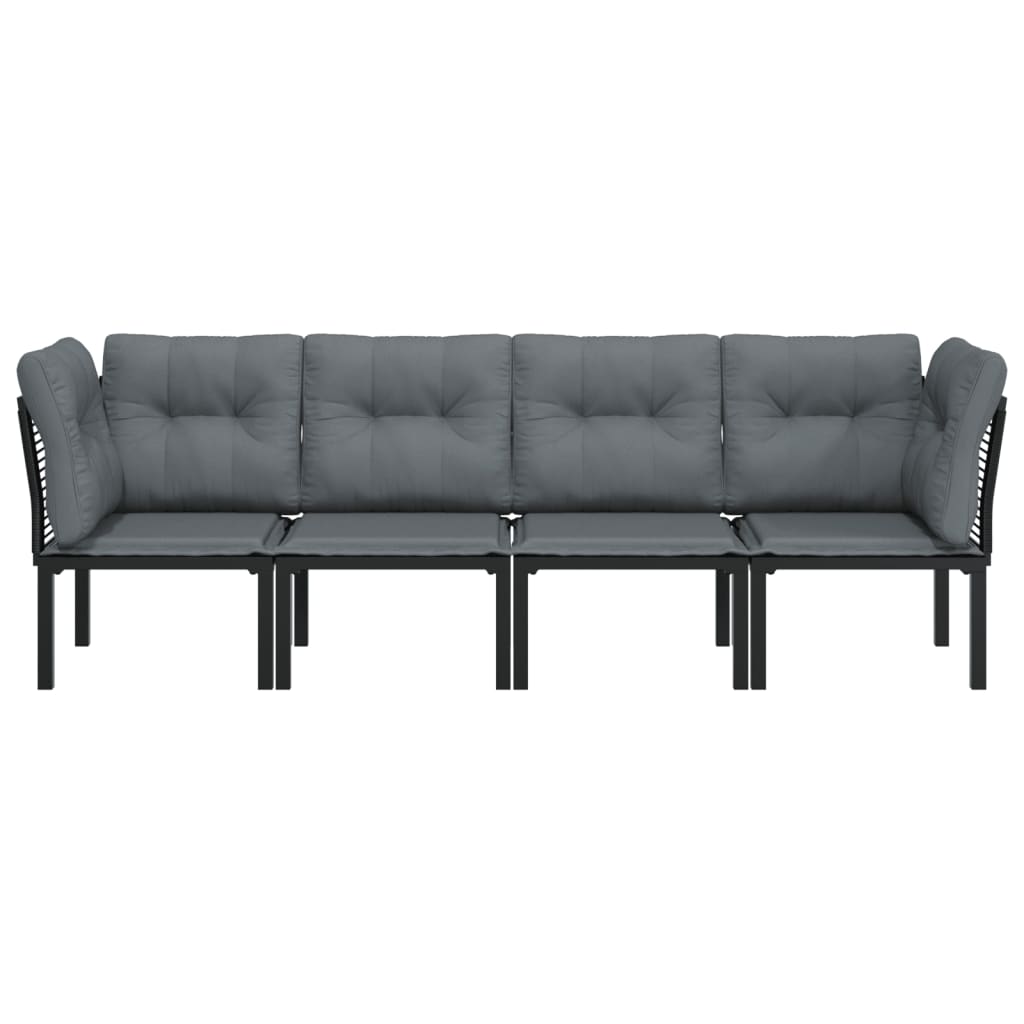 Salon de jardin 4 pcs noir et gris résine tressée - XIOS