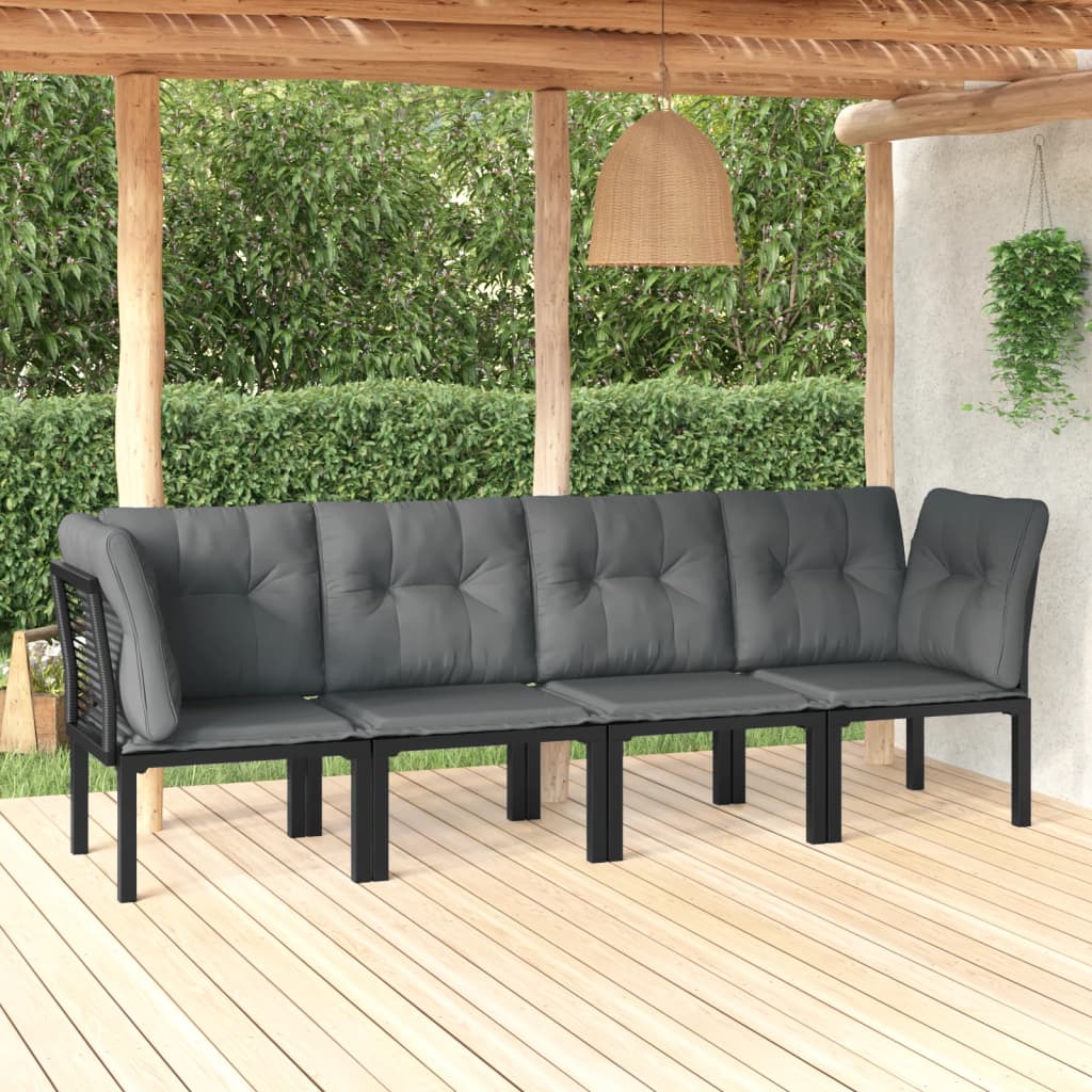 Salon de jardin 4 pcs noir et gris résine tressée - XIOS