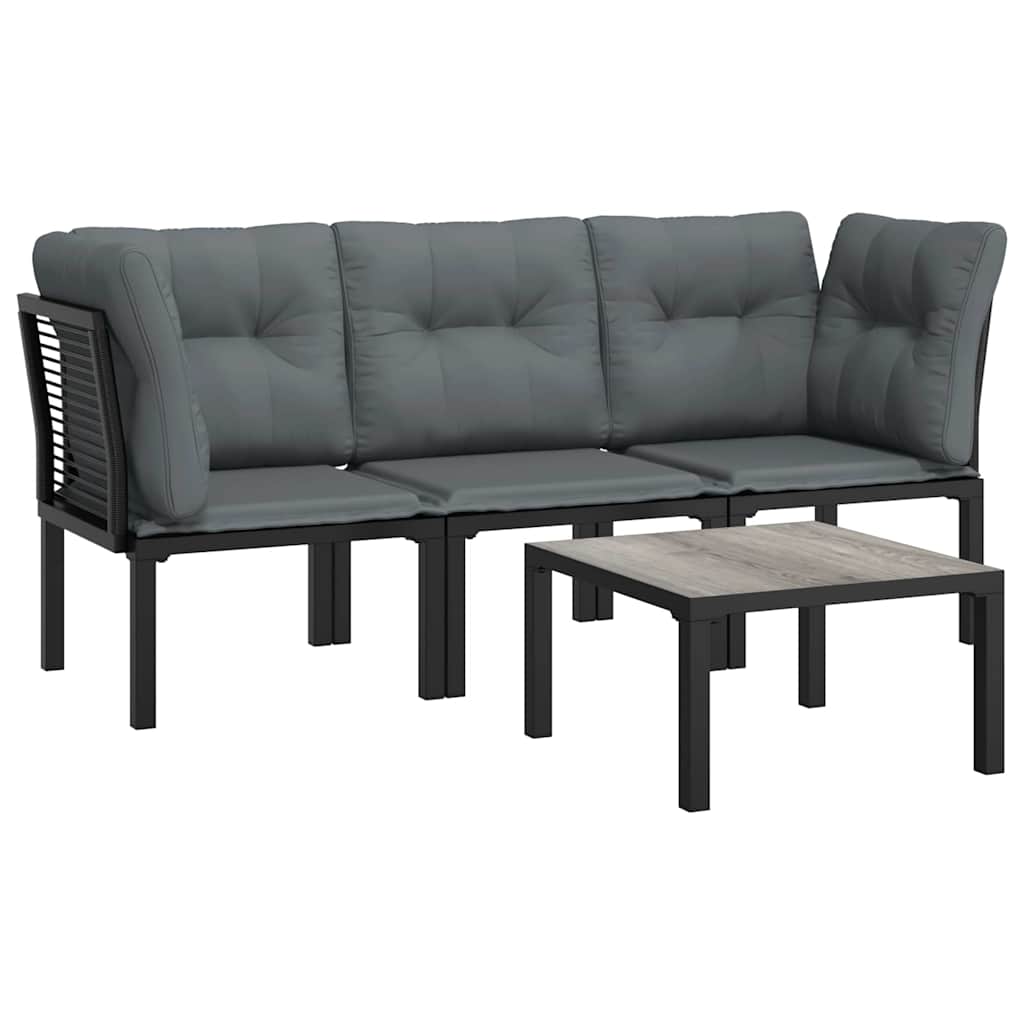 Salon de jardin 4 pcs noir et gris résine tressée - XIOS