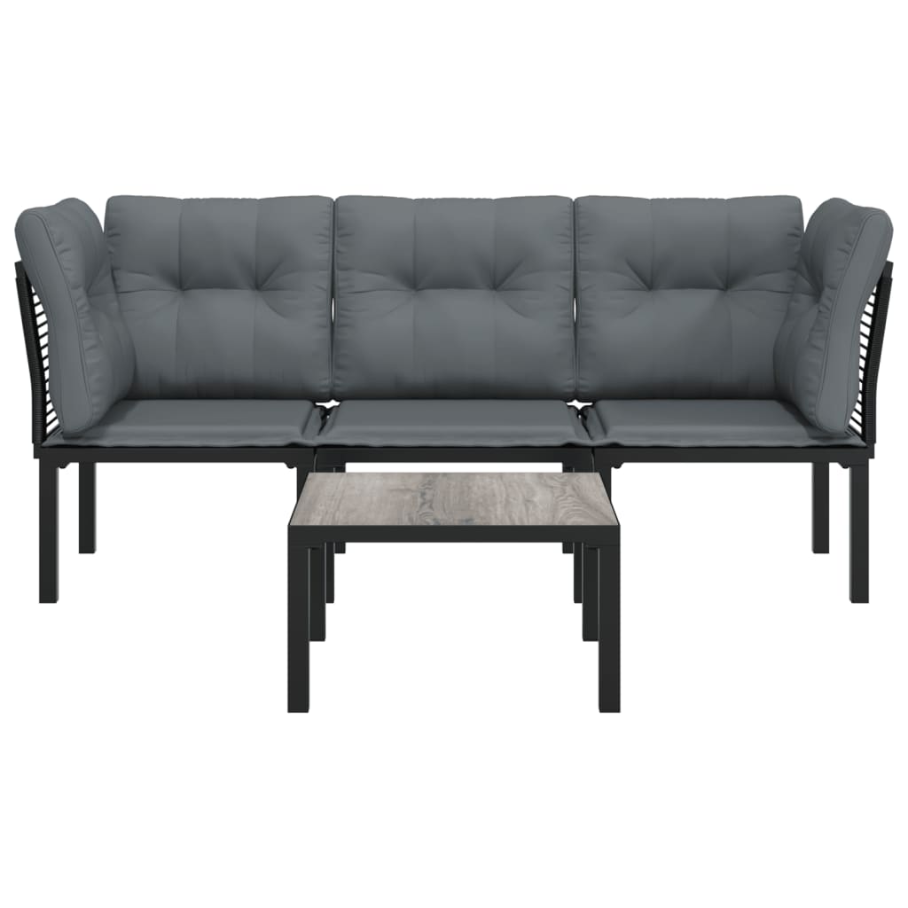 Salon de jardin 4 pcs noir et gris résine tressée - XIOS