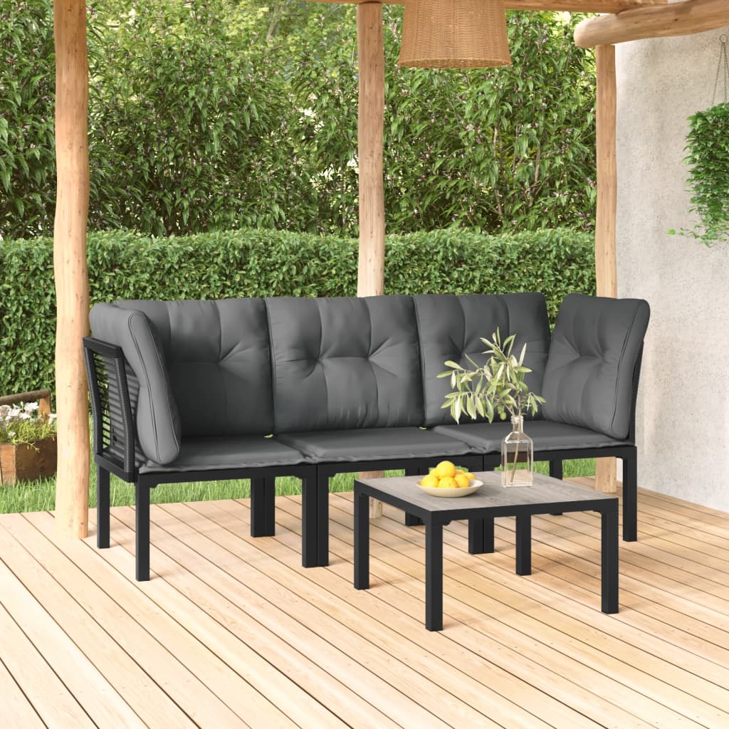 Salon de jardin 4 pcs noir et gris résine tressée - XIOS